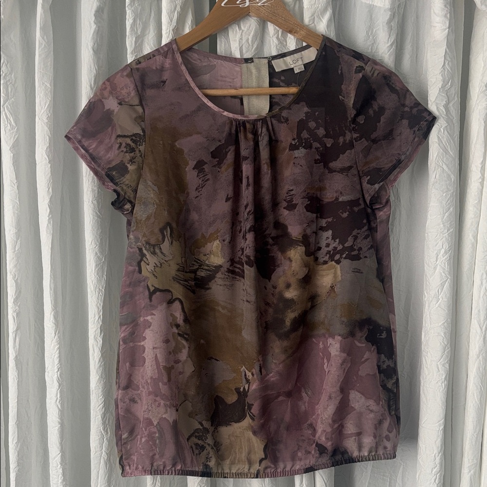 LOFT Multicolor Abstract Blouse